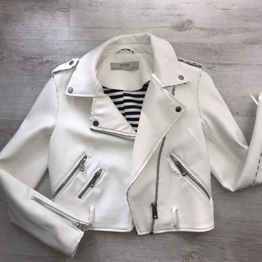- Zara faux leather white jacket - size medium